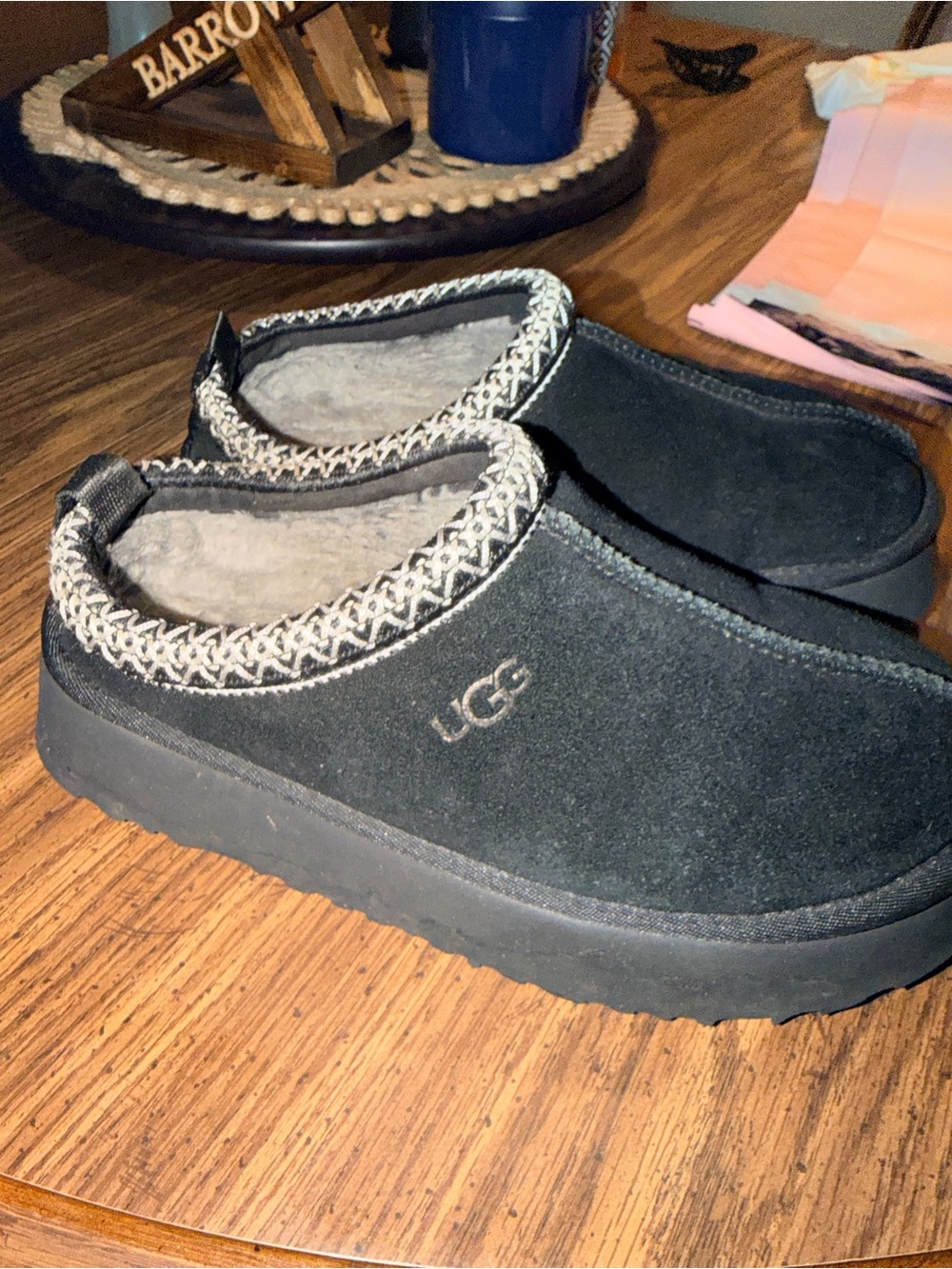 UGG Women’s Black Cozy Playform Slippers